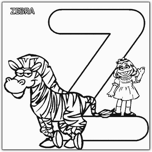 coloriage 1 rue sesame alphabet z
